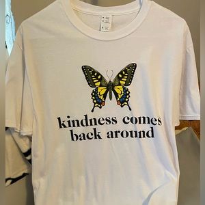 simple white t-shirt with butterfly, size medium